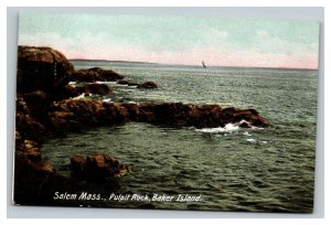 Vintage 1910's Postcard Pulpit Rock Baker Island Salem Massachusetts