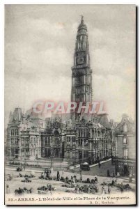 Old Postcard Arras Hotel de Ville and Place de la Vacquerie