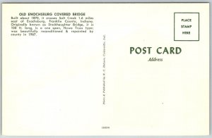 Enochsburg Franklin County Indiana 1960s Postcard Old Enochsburg Covered Bridge