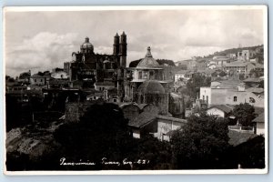 Taxco Guerrero Mexico Postcard Panoramic Church View c1920's RPPC Photo