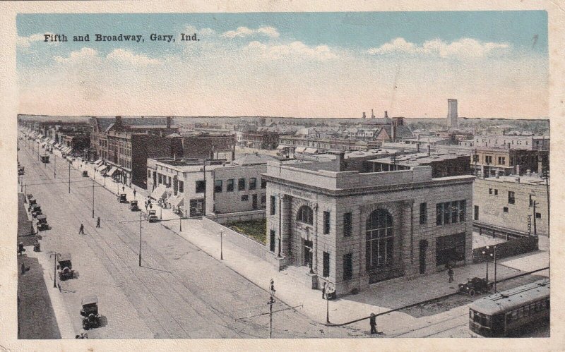 GARY, Indiana, 1910-20s; Bird's Eye vIew of Fifth & Broadway