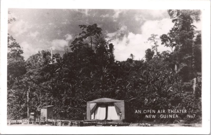 RPPC-Paupa, New Guinea An Open Air Theater WWII No. 7 Grogan Photo