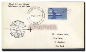 Letter US 1st Baltimore flight to San Juan April 29, 1958