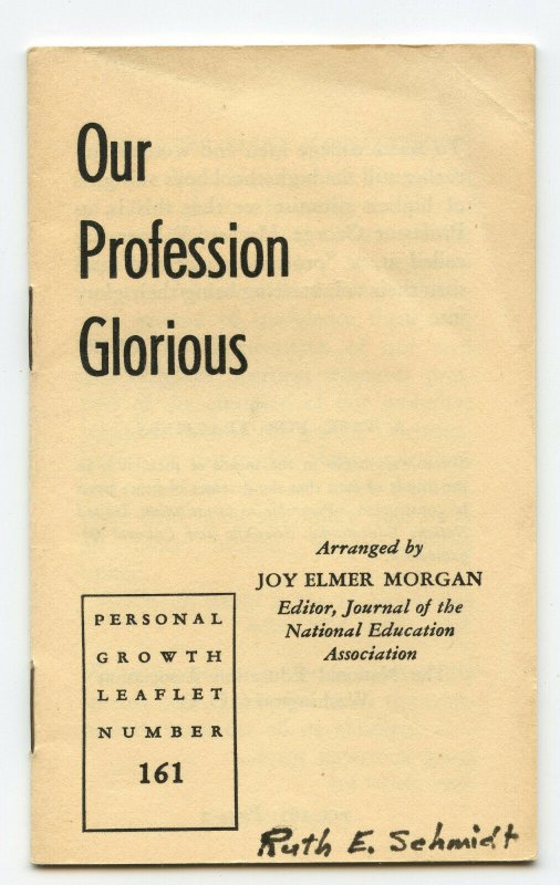 Our Profession Glorious Personal Growth Leaflet Number 161 Teachers Booklet