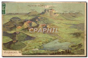 Old Postcard Auvergne Mountains Domes