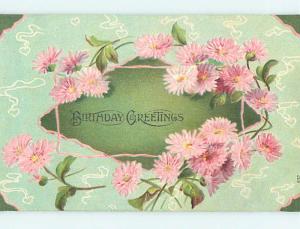 Divided-Back birthday BEAUTIFUL PINK FLOWERS o8743