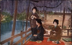 Japan Beautiful Geisha Women Japanese Art Vintage Postcard