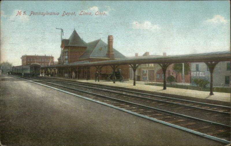 Lima OH Penna Depot RR Train Station c1910 Postcard