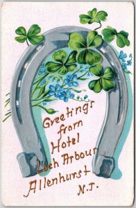 Greetings From Hotel Loch Auboun Allenhurst NJ Lucky Curve Horseshoe Postcard