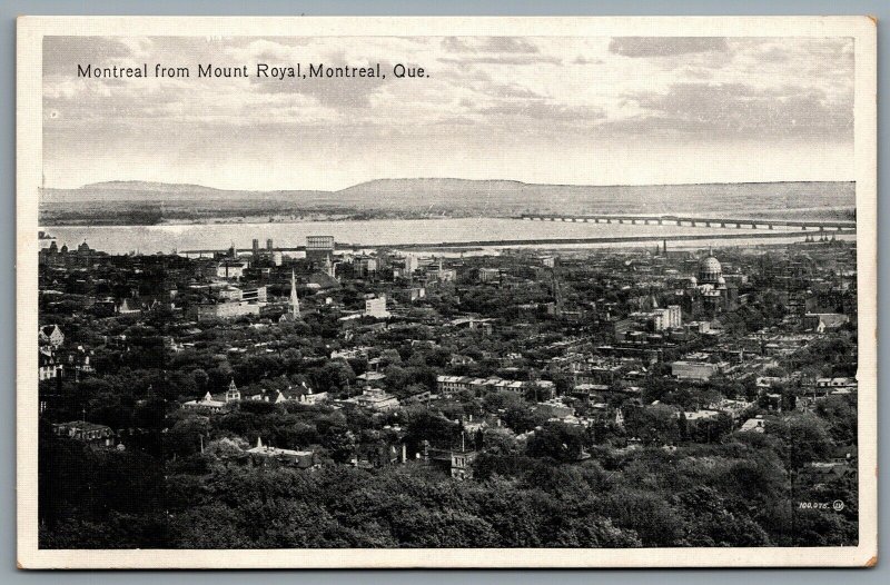 Postcard Montreal Quebec c1910s Montreal From Mount Royal Birds Eye View B/W