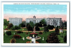 c1920's Campus & Main Building Ward Belmont College Park Nashville TN Postcard