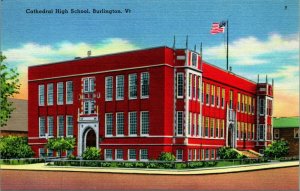 Cathedral High School Building Burlington Vermont VT UNP  Linen Postcard E1