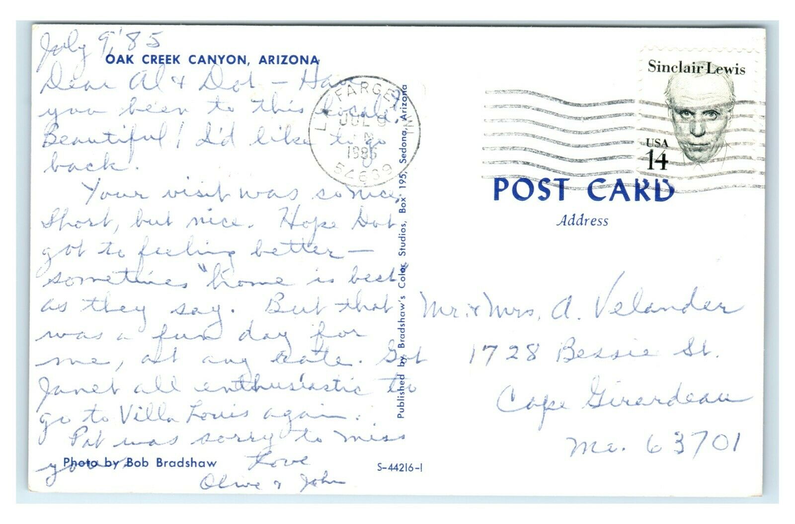 Postcard Oak Creek Canyon, Arizona AZ 1985 E25 United