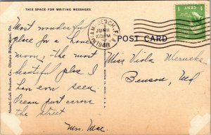 Magic City by Night, Miami, Florida moon, clouds, water reflection postcard