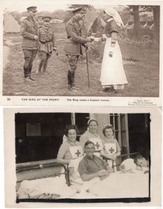 The King Meets A WW1 Hospital Matron Postcard & Red Cross Nurse Old Photo