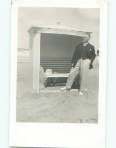 rppc 1920's SUN SHELTER AT THE BEACH AC8657