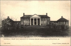 Tuck Annapolis Maryland MD Whitehall Front View c1910 Vintage Postcard 