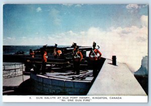 Kingston Ontario Canada Postcard Gun Salute at Old Fort Henry c1950's