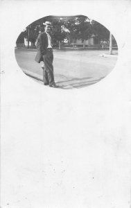 J1/ Kingfisher Oklahoma RPPC Postcard c1910 Well-Dressed Man Street 118