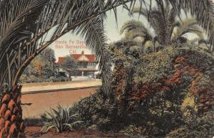 San Bernardino California Santa Fe Depot Street View Antique Postcard K81404