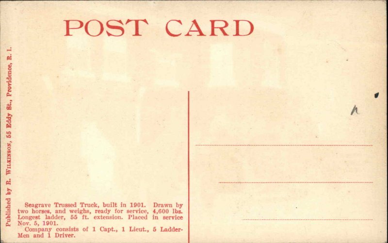 Providence RI Union Hook & Ladder Co Fire Station #3 c1910 Postcard