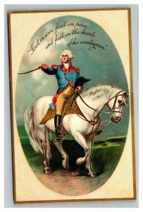 Vintage 1906 Postcard George Washington Riding White Horse Uniform Sabre NICE