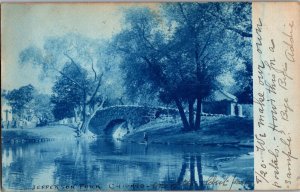 RPPC Bridge in Jefferson Park, Chicago c1907 Vintage Postcard P77