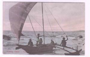 Fishing Outrigger Canoe Colombo Ceylon Sri Lanka 1910c postcard