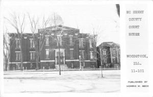 Woodstock Illinois birds eye view McHenry Co Court House real photo pc Z23508