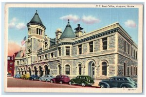 c1940 U.S. Post Office Exterior Building Augusta Maine Vintage Antique Postcard 