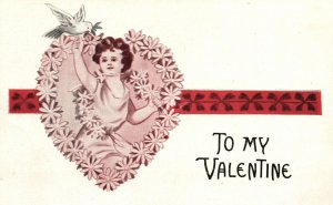 Vintage Postcard To My Valentine Hearts Day Valentine's Card Remembrance Card