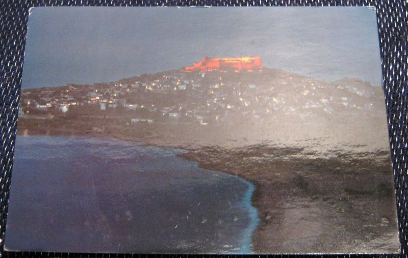 Greece Lesbos Molyvos view by night - posted 1987