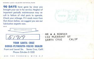 Santa Cruz California Dodge Plymouth Volvo dealer ad vintage pc (Z9412)