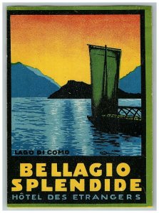 Bellagio Splendide Hotel des estranjero Etiqueta De Equipaje De Colección Cartel de sello de la etiqueta engomada 