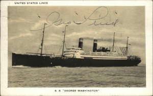 United States Lines S.S. George Washington Steamship 1931 Ship Cancel PC