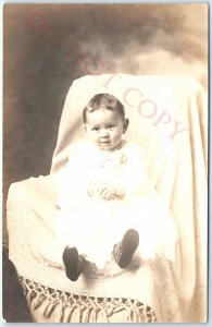 c1910s Pittsfield, NH Baby Boy RPPC Real Photo Postcard HW Osgood ID'd A121