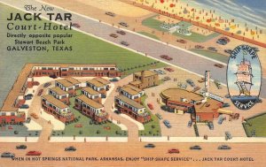 JACK-TAR Court Hotel Galveston, Texas Roadside c1940s Linen Vintage Postcard