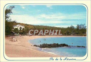 Modern Postcard Reunion Island Beach of black rocks in Saint Gilles