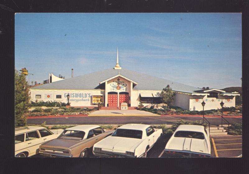 REDLANDS CALIFORNIA GRISWOLD'S RESTAURANT VINTAGE POSTCARD 1969 BUICK SKYLARD