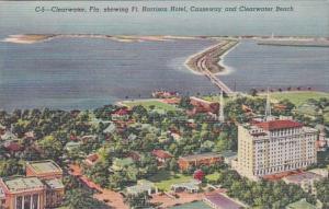 Florida Clearwater Aerial View Showing Ft Harrison Hotel The Causeway & C...