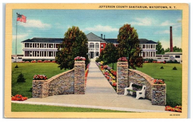 Mid-1900s Jefferson County Sanitarium, Watertown, NY Postcard
