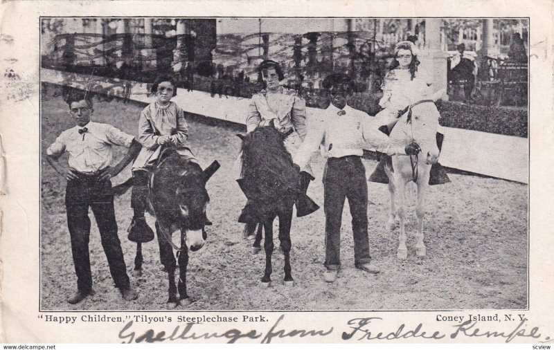 CONEY ISLAND, New York, PU-1906; Happy Children Tilyou's Steeplechase Park,...