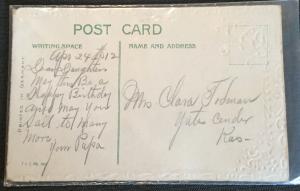 Postcard Unused writing on back “Birthday Greetings” Ship Embossed LB