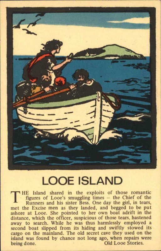 British Folktale Looe Legends 1972 Postcard LOOE ISLAND