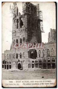 Old Postcard Belgium Ypres The halls