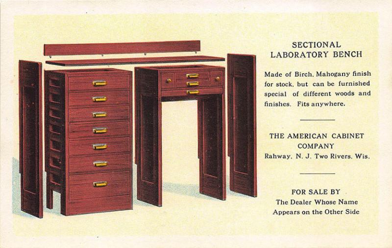 Rahway NJ American Cabinet Co. Laboratory Bench Linen Curt Teich Postcard