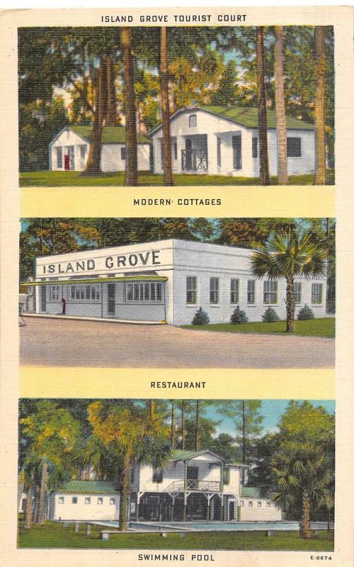 Georgia Ga Postcard Linen WAVERLY Island Grove Tourist Court Roadside 3View