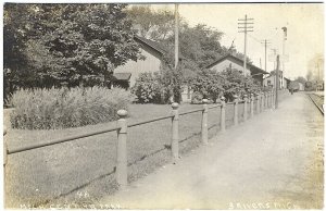 3 Rivers MI Railroad Station Depot Park Real Photo RPPC Postcard