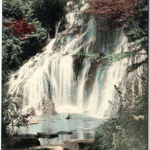 c1910s Hakone, Japan Tamadare / Hien Falls Hand Colored Litho Photo PC Vtg A53