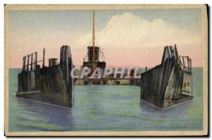 Postcard Old Dock St Aubin Army tanks